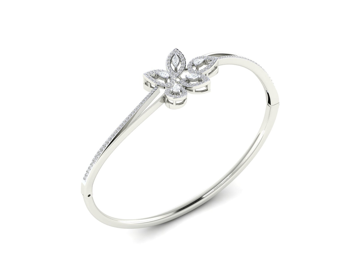 Petals of Light – 0.72 Ct Diamond Flower In Polished Gold Bracelet