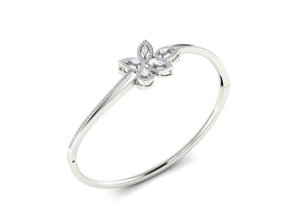 Petals of Light – 0.72 Ct Diamond Flower In Polished Gold Bracelet