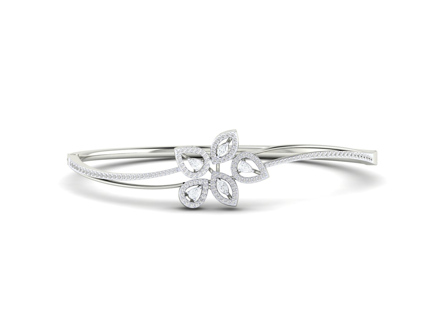 Petals of Light – 0.72 Ct Diamond Flower In Polished Gold Bracelet
