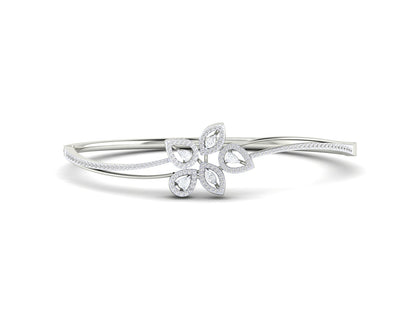 Petals of Light – 0.72 Ct Diamond Flower In Polished Gold Bracelet