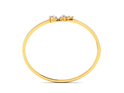 Petals of Light – 0.72 Ct Diamond Flower In Polished Gold Bracelet