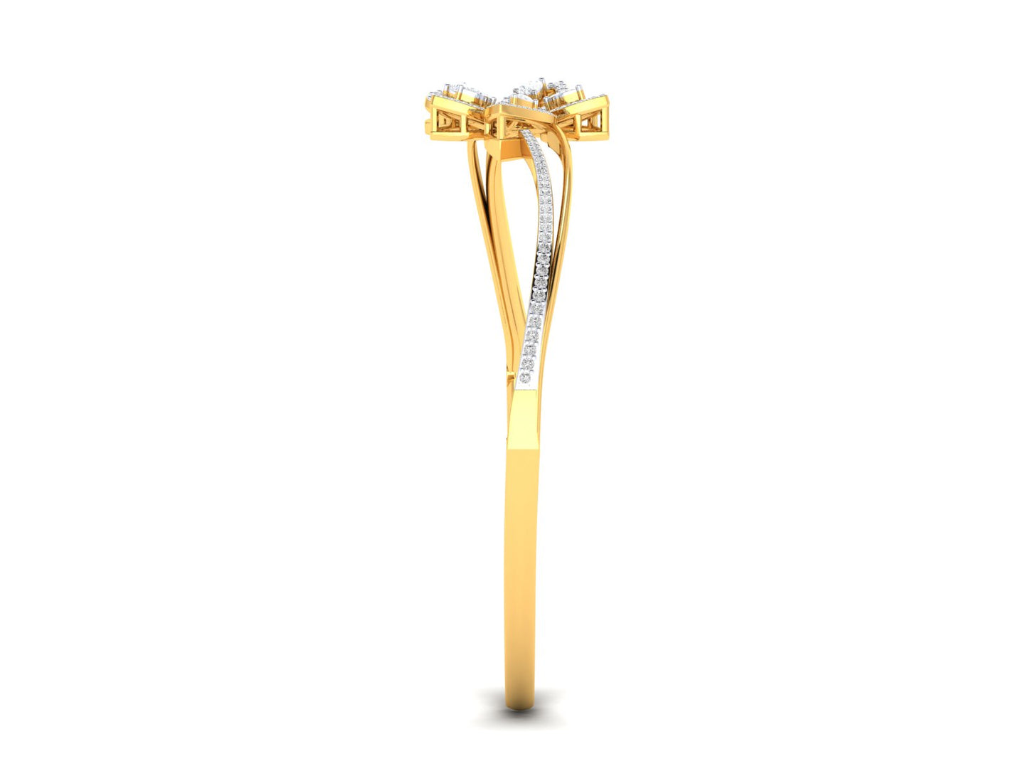 Petals of Light – 0.72 Ct Diamond Flower In Polished Gold Bracelet