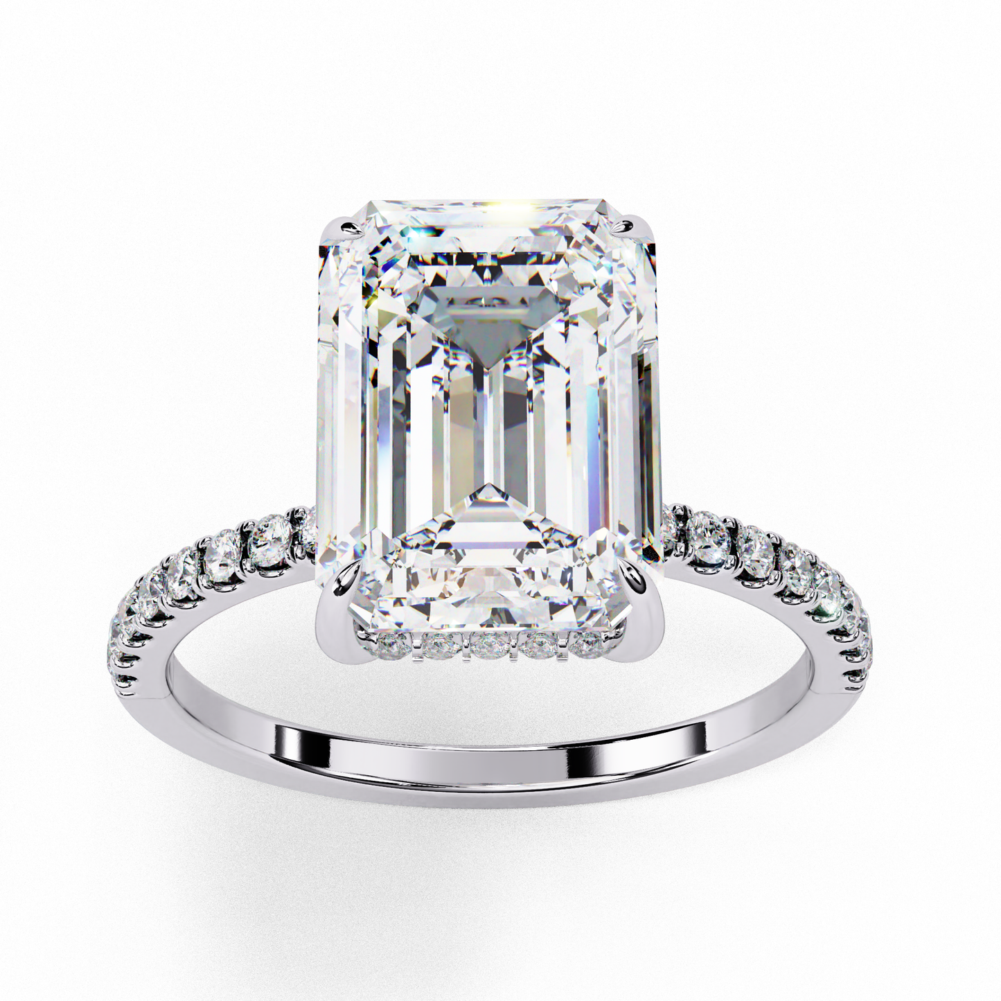 The Empress Emerald-Cut Diamond Engagement Ring In Gold - 2.80 Ct