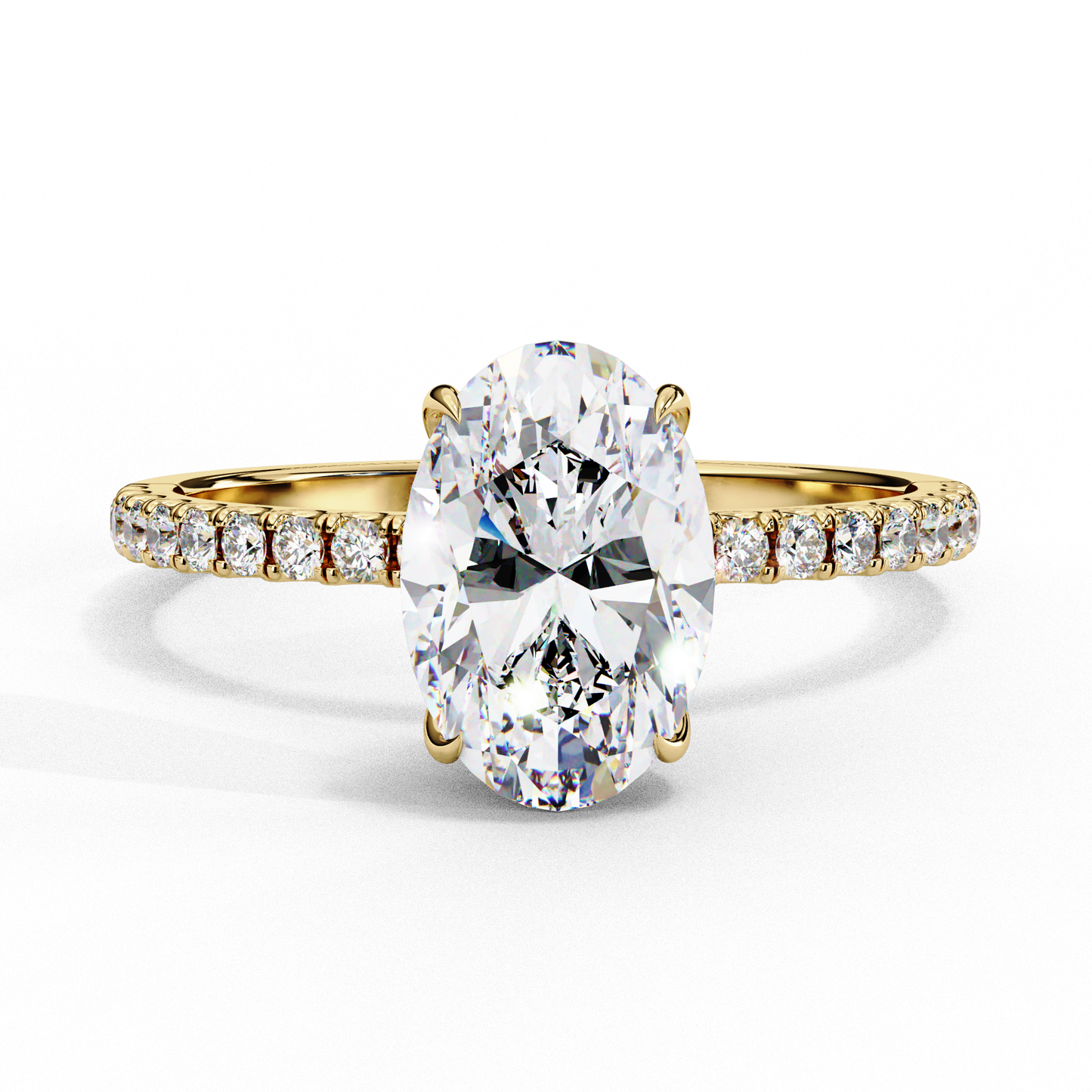 Timeless Oval-Cut Diamond Solitaire with Accents Ring In Gold - 1.44 Ct