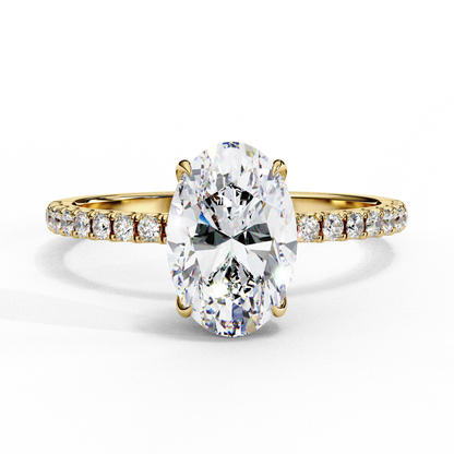 Timeless Oval-Cut Diamond Solitaire with Accents Ring In Gold - 1.44 Ct