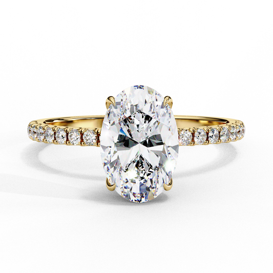 Timeless Oval-Cut Diamond Solitaire with Accents Ring In Gold - 1.44 Ct