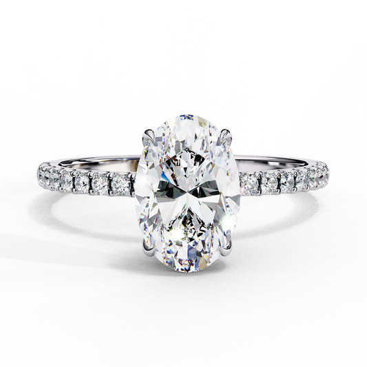 Timeless Oval-Cut Diamond Solitaire with Accents Ring In Gold - 1.44 Ct
