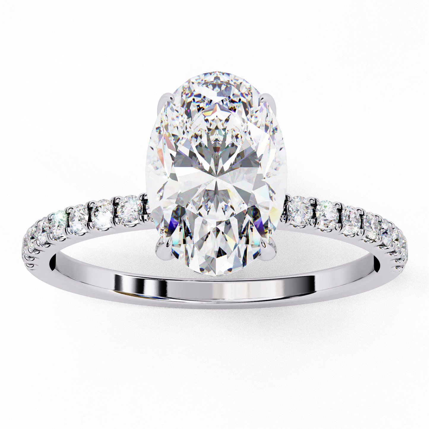 Timeless Oval-Cut Diamond Solitaire with Accents Ring In Gold - 1.44 Ct