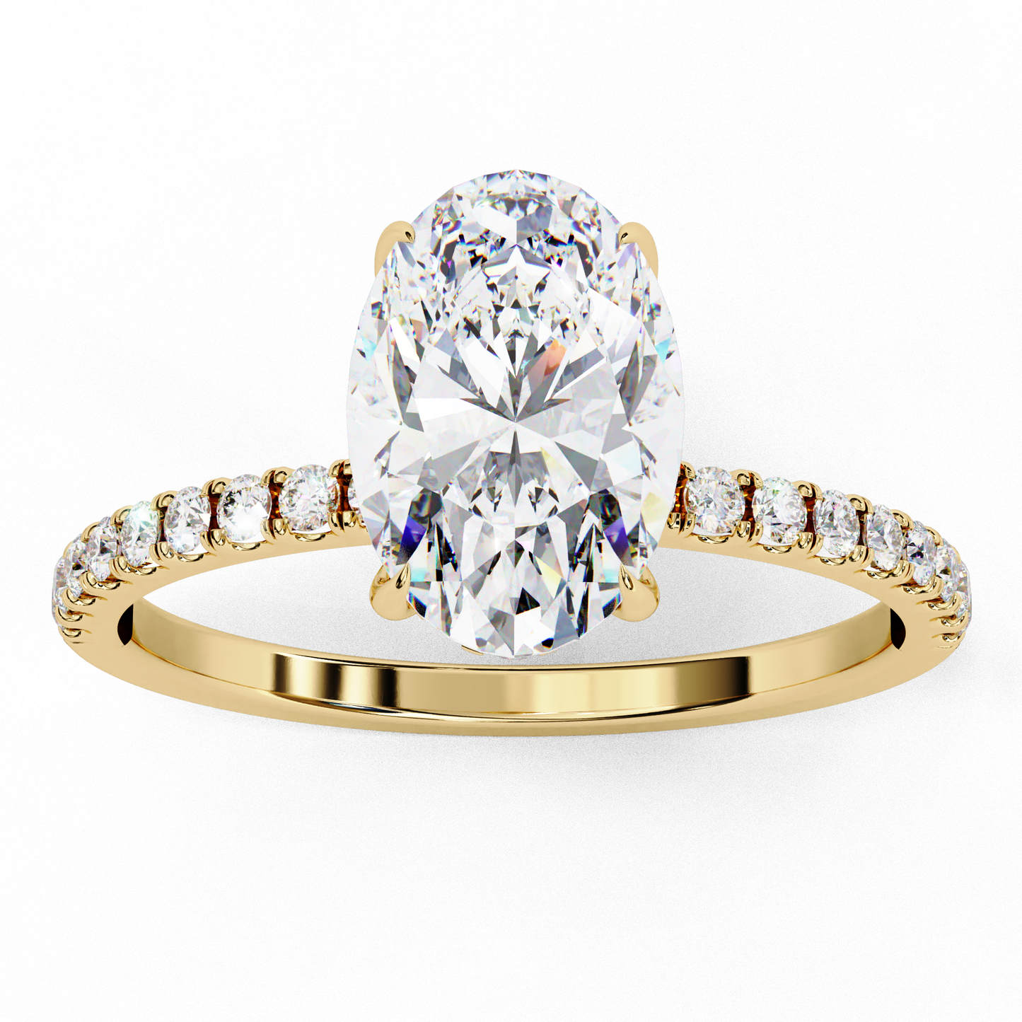 Timeless Oval-Cut Diamond Solitaire with Accents Ring In Gold - 1.44 Ct