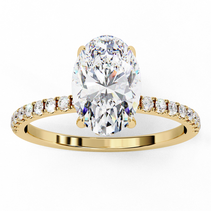 Timeless Oval-Cut Diamond Solitaire with Accents Ring In Gold - 1.44 Ct