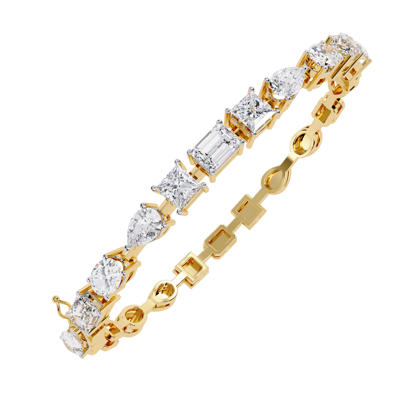 Multi-Shape Diamond Gold Tennis Bracelet - 13.84 Ct Mixed Cut Eternity Link