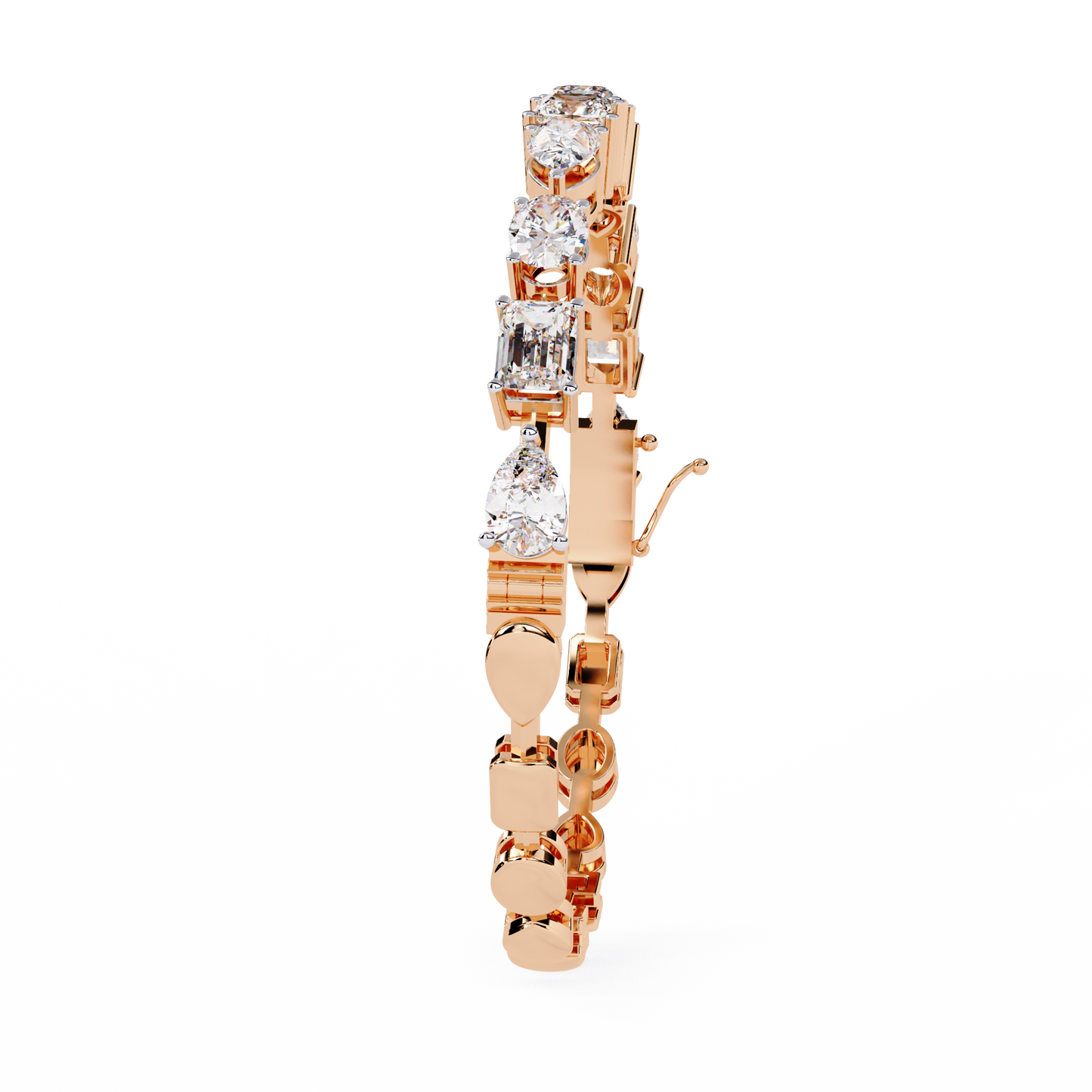 Multi-Shape Diamond Gold Tennis Bracelet - 13.84 Ct Mixed Cut Eternity Link