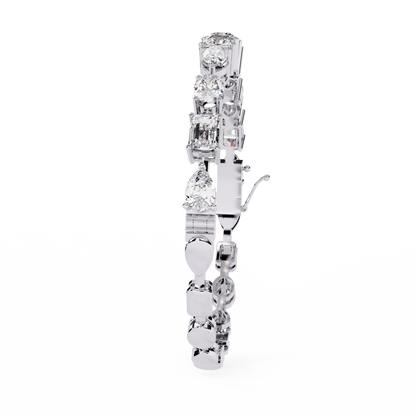 Multi-Shape Diamond Gold Tennis Bracelet - 13.84 Ct Mixed Cut Eternity Link