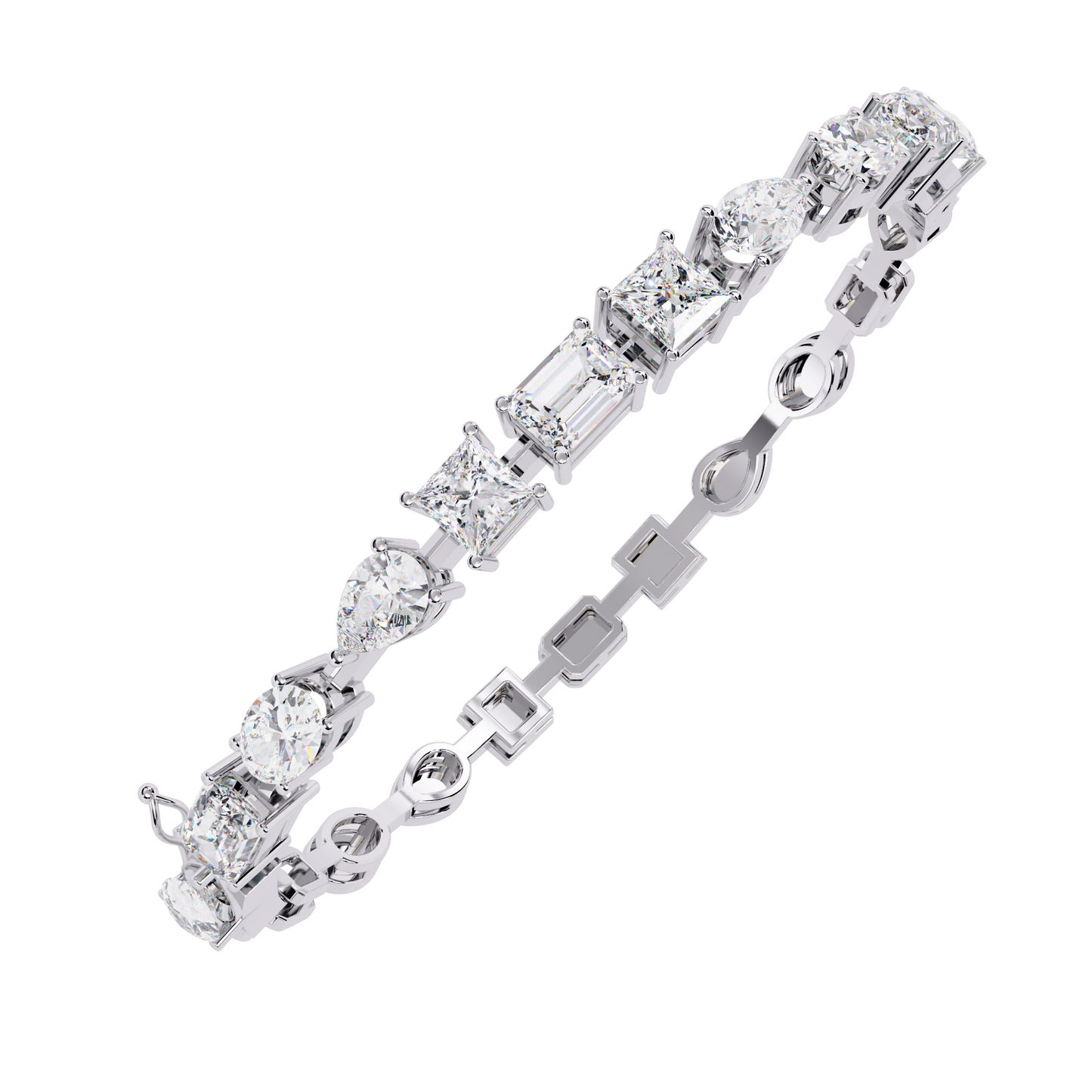Multi-Shape Diamond Gold Tennis Bracelet - 13.84 Ct Mixed Cut Eternity Link