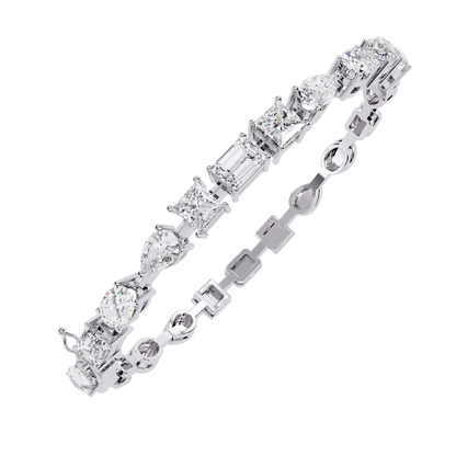 Multi-Shape Diamond Gold Tennis Bracelet - 13.84 Ct Mixed Cut Eternity Link