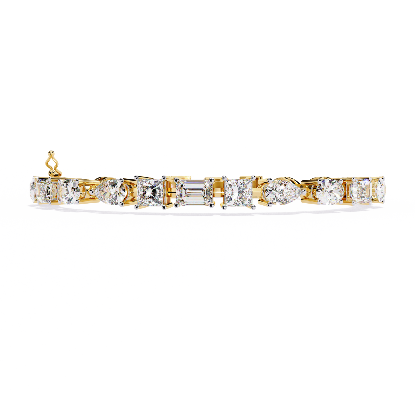 Multi-Shape Diamond Gold Tennis Bracelet - 13.84 Ct Mixed Cut Eternity Link