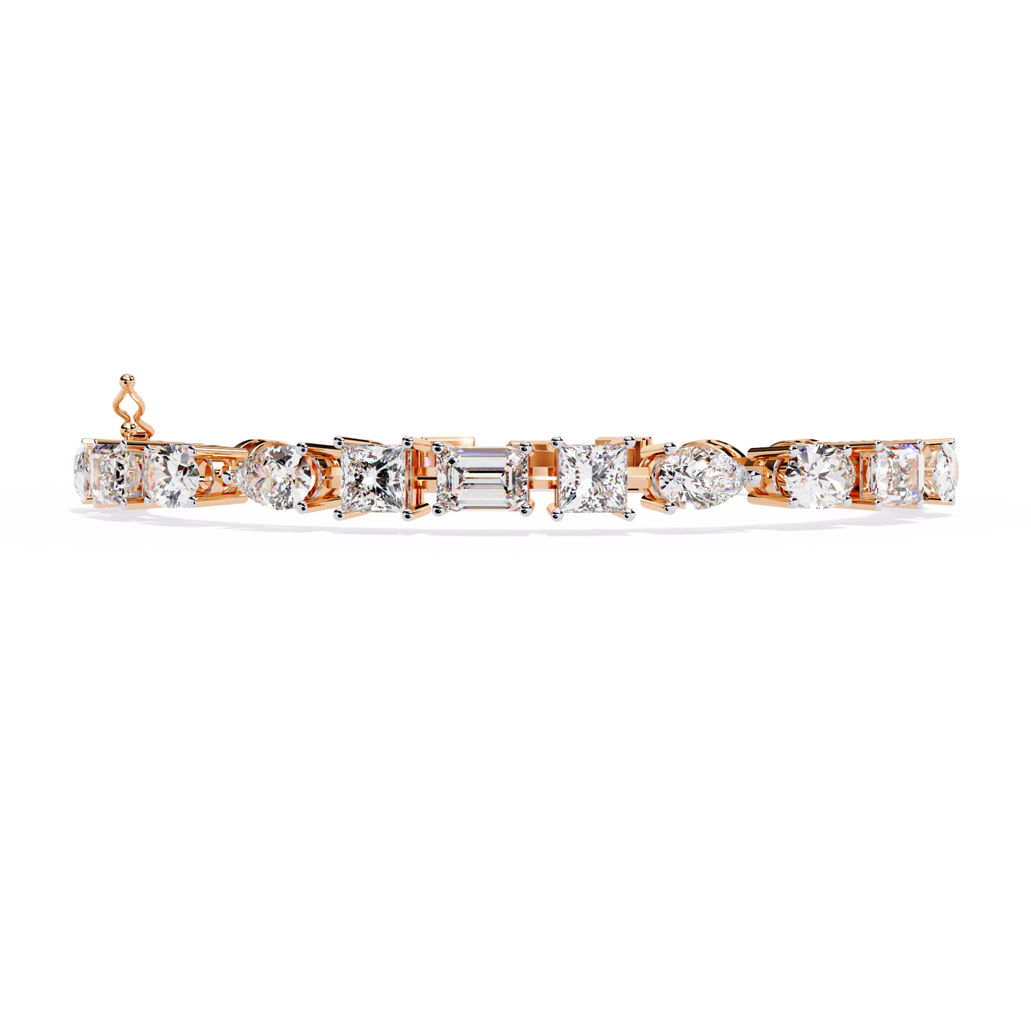 Multi-Shape Diamond Gold Tennis Bracelet - 13.84 Ct Mixed Cut Eternity Link