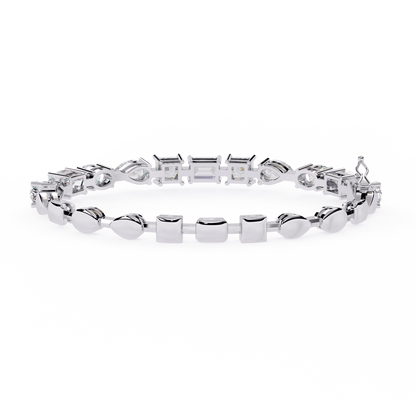 Multi-Shape Diamond Gold Tennis Bracelet - 13.84 Ct Mixed Cut Eternity Link