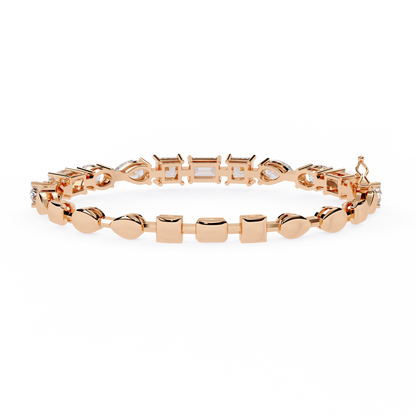 Multi-Shape Diamond Gold Tennis Bracelet - 13.84 Ct Mixed Cut Eternity Link