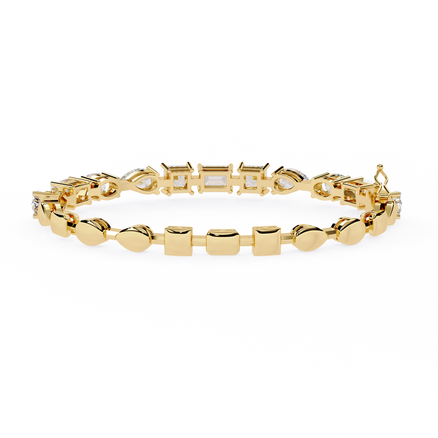 Multi-Shape Diamond Gold Tennis Bracelet - 13.84 Ct Mixed Cut Eternity Link