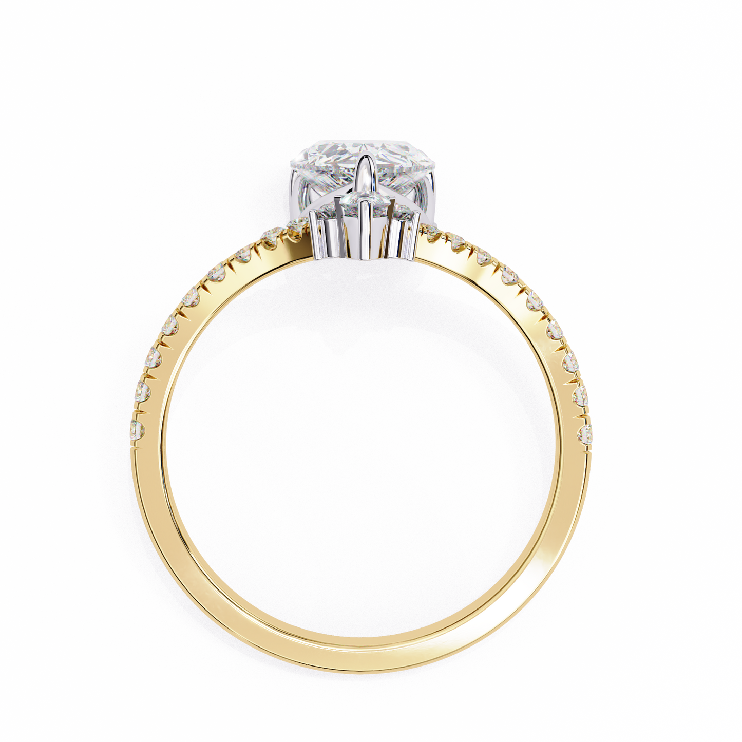 Iconique Exquisite 1.72 CT Pear-Cut Diamond V-Shaped Pavé Ring