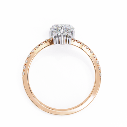 Iconique Exquisite 1.72 CT Pear-Cut Diamond V-Shaped Pavé Ring