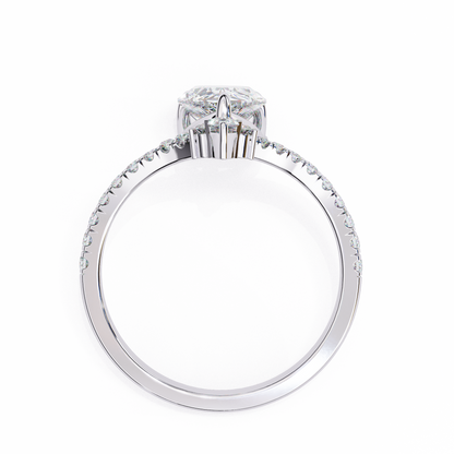 Iconique Exquisite 1.72 CT Pear-Cut Diamond V-Shaped Pavé Ring