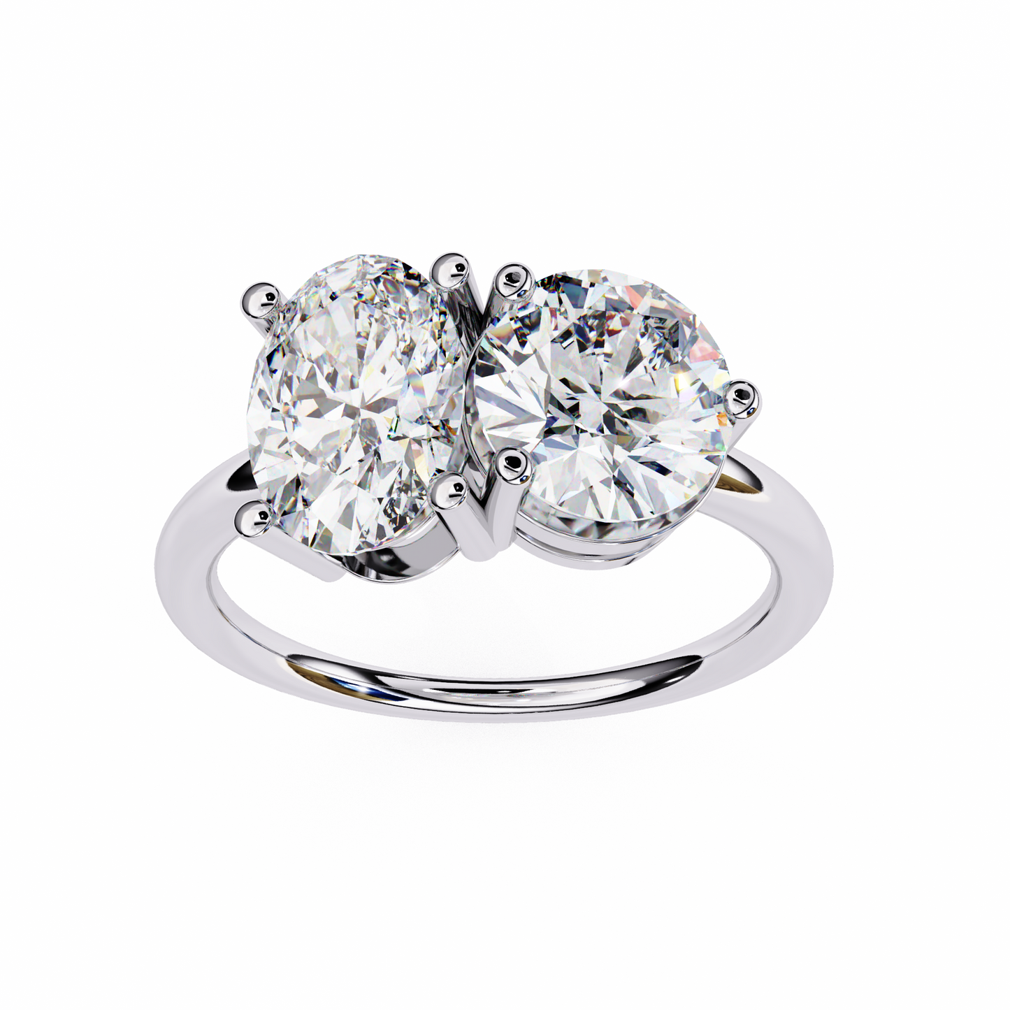 3.32 CTW "Toi et Moi" Oval & Round Diamond Ring in Yellow Gold