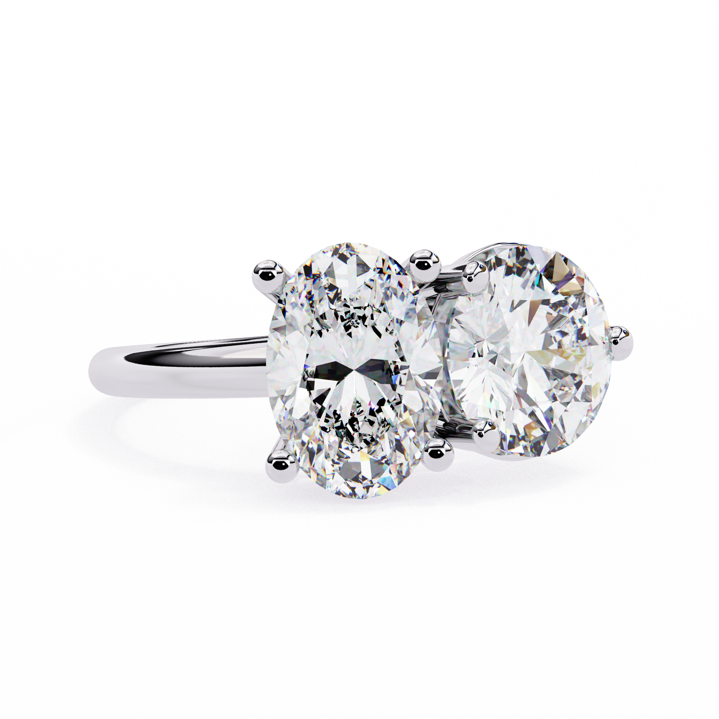 3.32 CTW "Toi et Moi" Oval & Round Diamond Ring in Yellow Gold