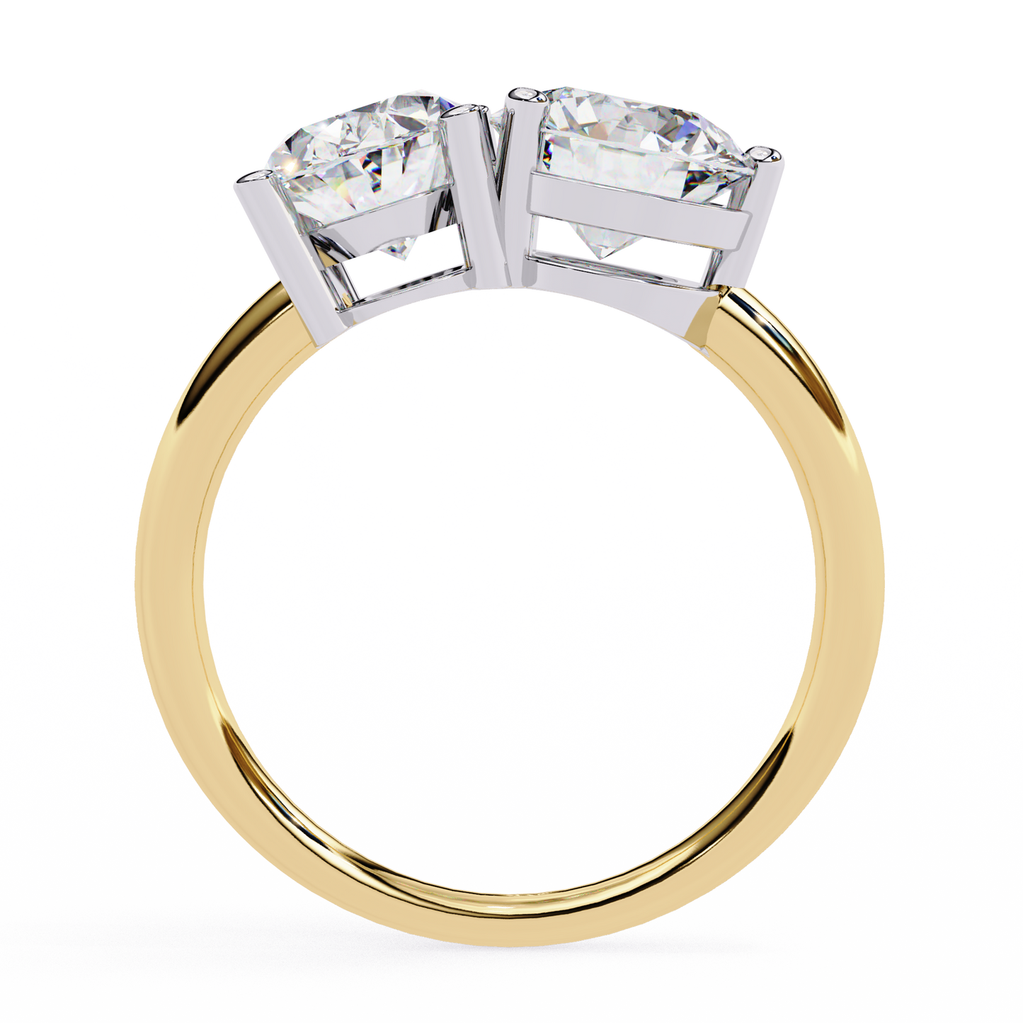 3.32 CTW "Toi et Moi" Oval & Round Diamond Ring in Yellow Gold
