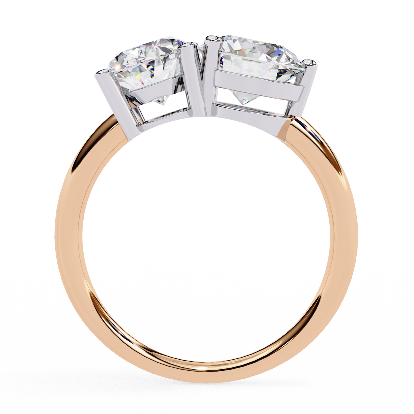 3.32 CTW "Toi et Moi" Oval & Round Diamond Ring in Yellow Gold