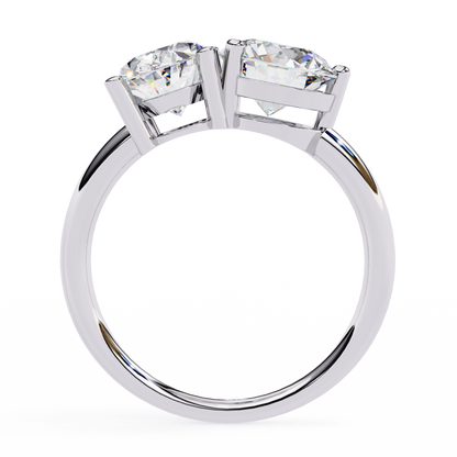 3.32 CTW "Toi et Moi" Oval & Round Diamond Ring in Yellow Gold