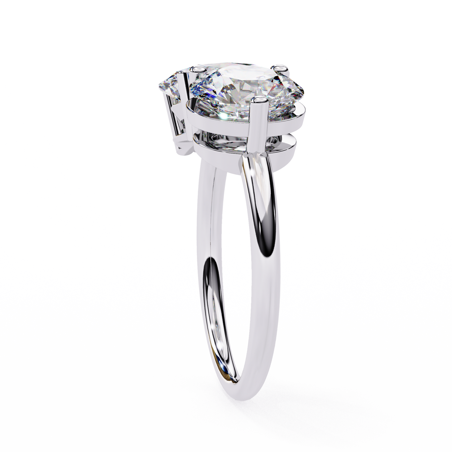 3.32 CTW "Toi et Moi" Oval & Round Diamond Ring in Yellow Gold