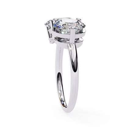 3.32 CTW "Toi et Moi" Oval & Round Diamond Ring in Yellow Gold