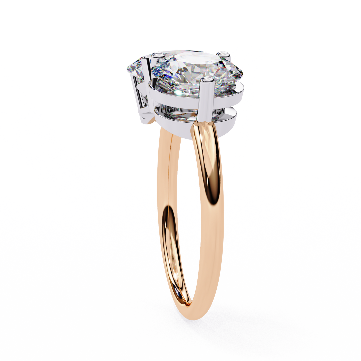 3.32 CTW "Toi et Moi" Oval & Round Diamond Ring in Yellow Gold
