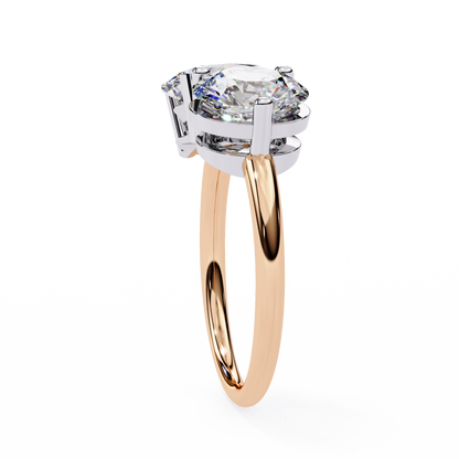 3.32 CTW "Toi et Moi" Oval & Round Diamond Ring in Yellow Gold