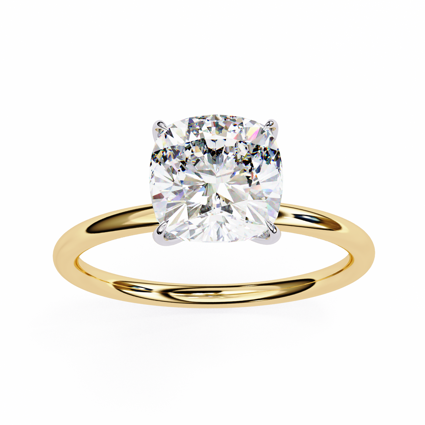 The Lumina Cushion-Cut 2.65 Ct Diamond Solitaire Ring in Yellow Gold