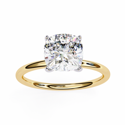 The Lumina Cushion-Cut 2.65 Ct Diamond Solitaire Ring in Yellow Gold