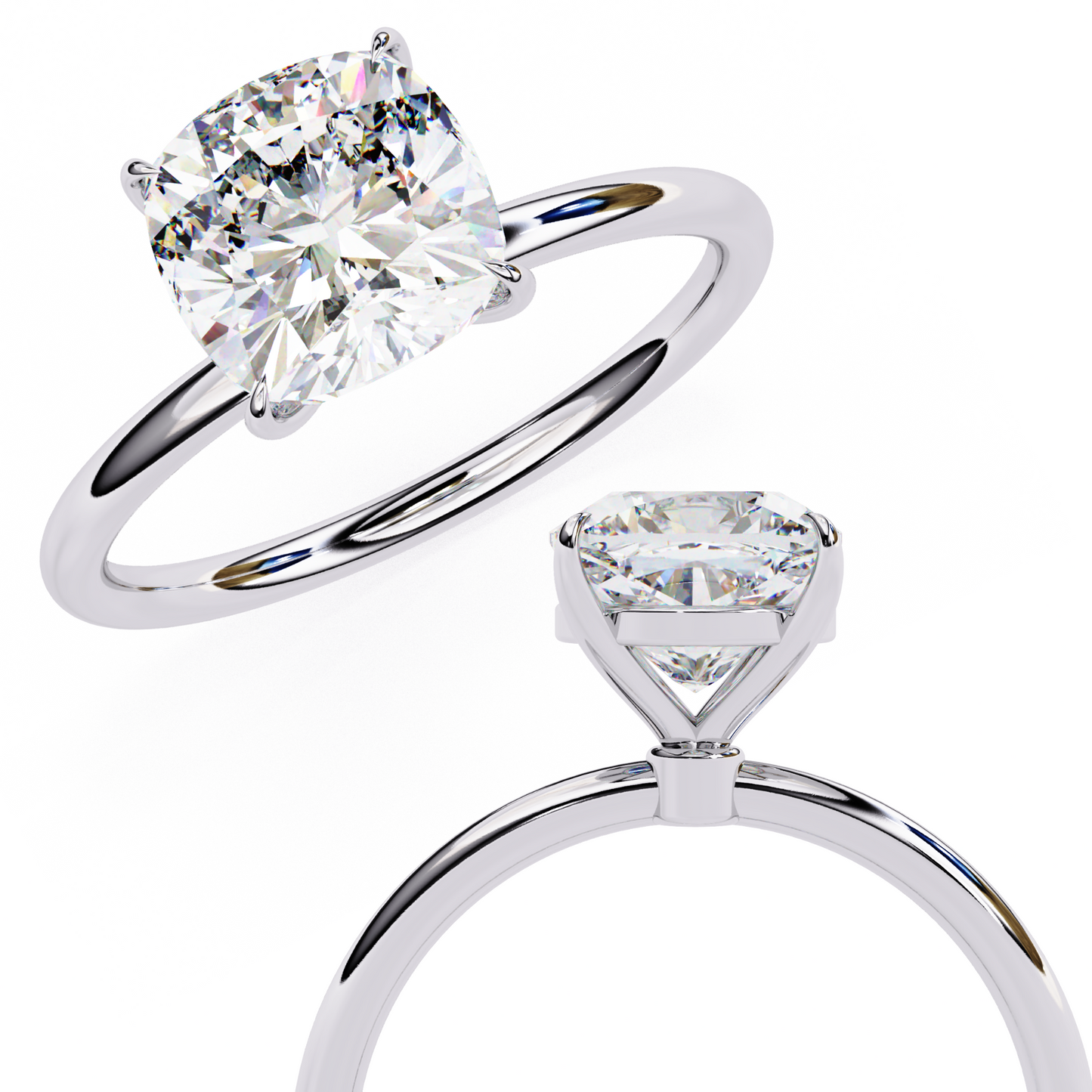 The Lumina Cushion-Cut 2.65 Ct Diamond Solitaire Ring in Yellow Gold