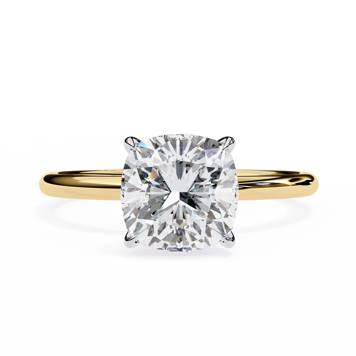 The Lumina Cushion-Cut 2.65 Ct Diamond Solitaire Ring in Yellow Gold
