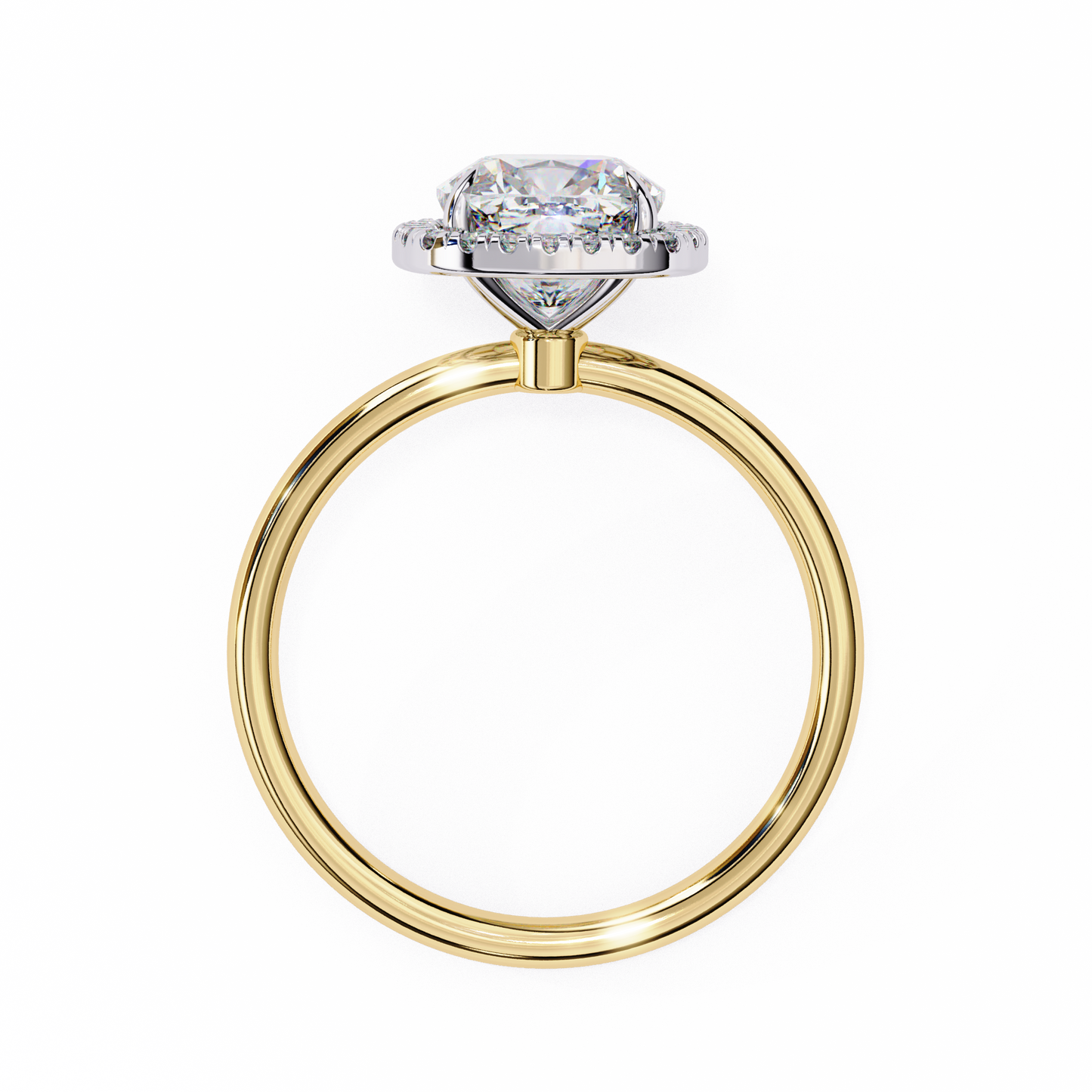 Lumineux Prisme: Cushion-Cut Halo Engagement Ring in Yellow Gold (1.91 CTW)