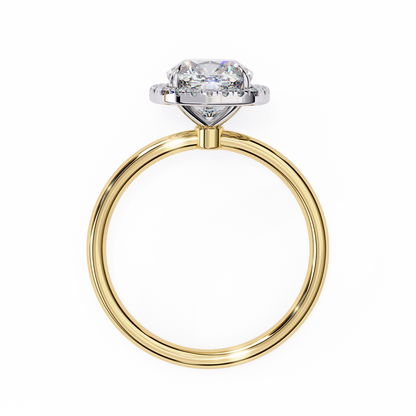 Lumineux Prisme: Cushion-Cut Halo Engagement Ring in Yellow Gold (1.91 CTW)