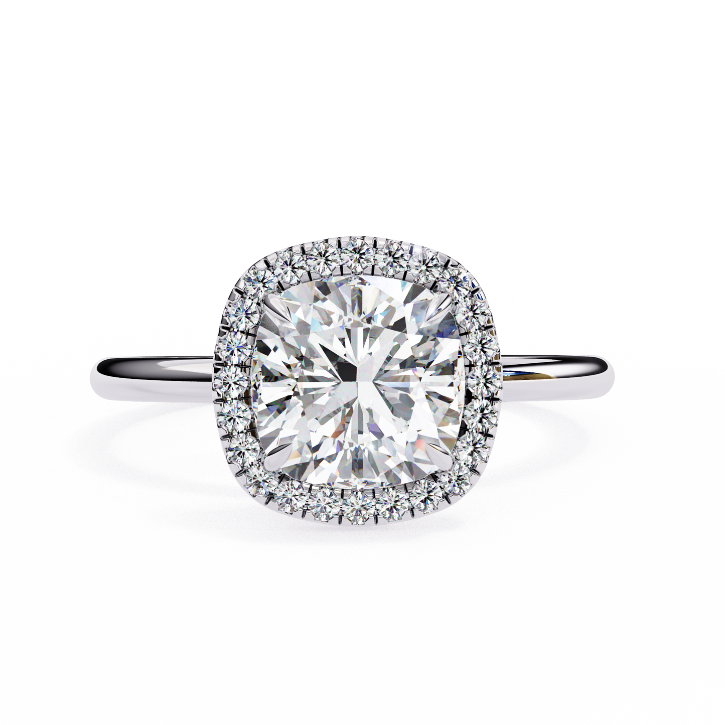 Lumineux Prisme: Cushion-Cut Halo Engagement Ring in Yellow Gold (1.91 CTW)