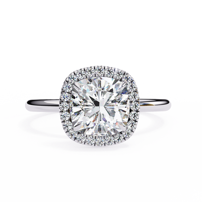 Lumineux Prisme: Cushion-Cut Halo Engagement Ring in Yellow Gold (1.91 CTW)