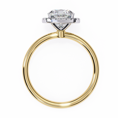 Lumineux Prisme: Cushion-Cut Halo Engagement Ring in Yellow Gold (1.91 CTW)