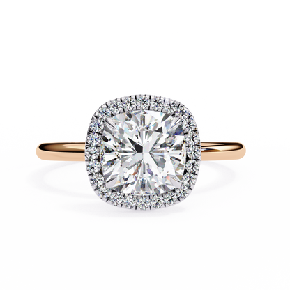 Lumineux Prisme: Cushion-Cut Halo Engagement Ring in Yellow Gold (1.91 CTW)