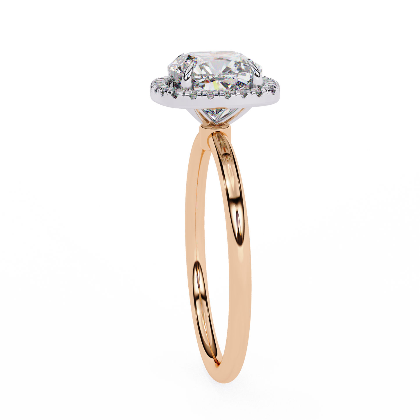 Lumineux Prisme: Cushion-Cut Halo Engagement Ring in Yellow Gold (1.91 CTW)