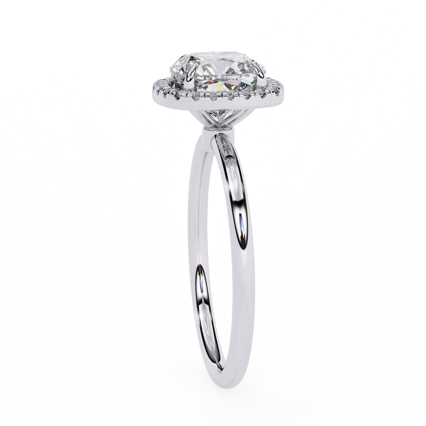 Lumineux Prisme: Cushion-Cut Halo Engagement Ring in Yellow Gold (1.91 CTW)