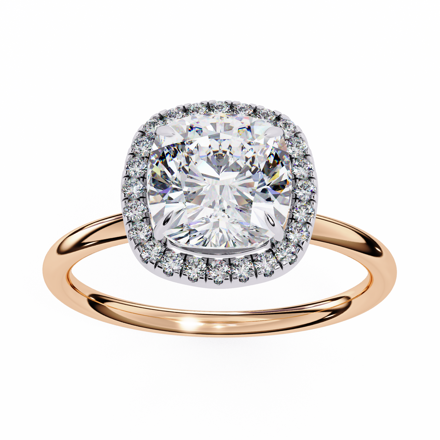 Lumineux Prisme: Cushion-Cut Halo Engagement Ring in Yellow Gold (1.91 CTW)