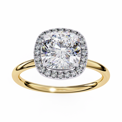 Lumineux Prisme: Cushion-Cut Halo Engagement Ring in Yellow Gold (1.91 CTW)
